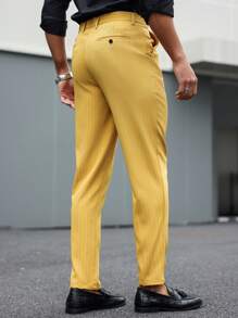 Manfinity Bizformal Pantaloni formali a righe affusolati, casual, adatti per l'uso quotidiano