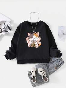 Tween Girls Casual Letter Print Round Neck Sweatshirt, Autumn/Winter