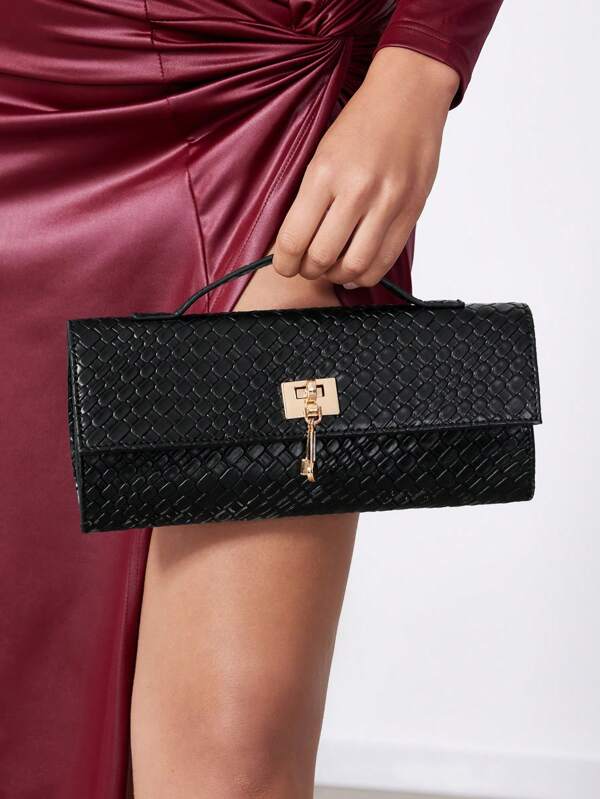 SHEIN SXY Doamnelor, Genți pentru femei, Genți țesute, La modă, Simplu, Elegant, Versatil, Clasic, Negru, Pentru clasic, Navetă, Birou, Întâlnire, Zilnic, Cumpărături, Ceai de după-amiază, Petrecere, Bal, Club, Întâlnire, Zi de naștere, Seară, Noaptea întâlnirii
