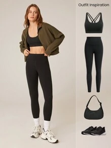 GLOWMODE Modal Soft Lapel High Collar Elastic Hem Long Sleeve Jacket With Side Pockets Daily Casual - Army Green - View 6