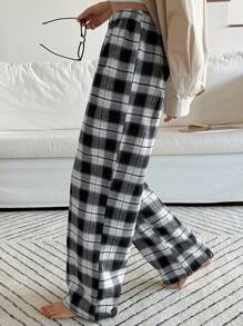 DAZY Plaid Thermal Lined Loose Pajama Bottoms Fall,Winter - Black - View 7