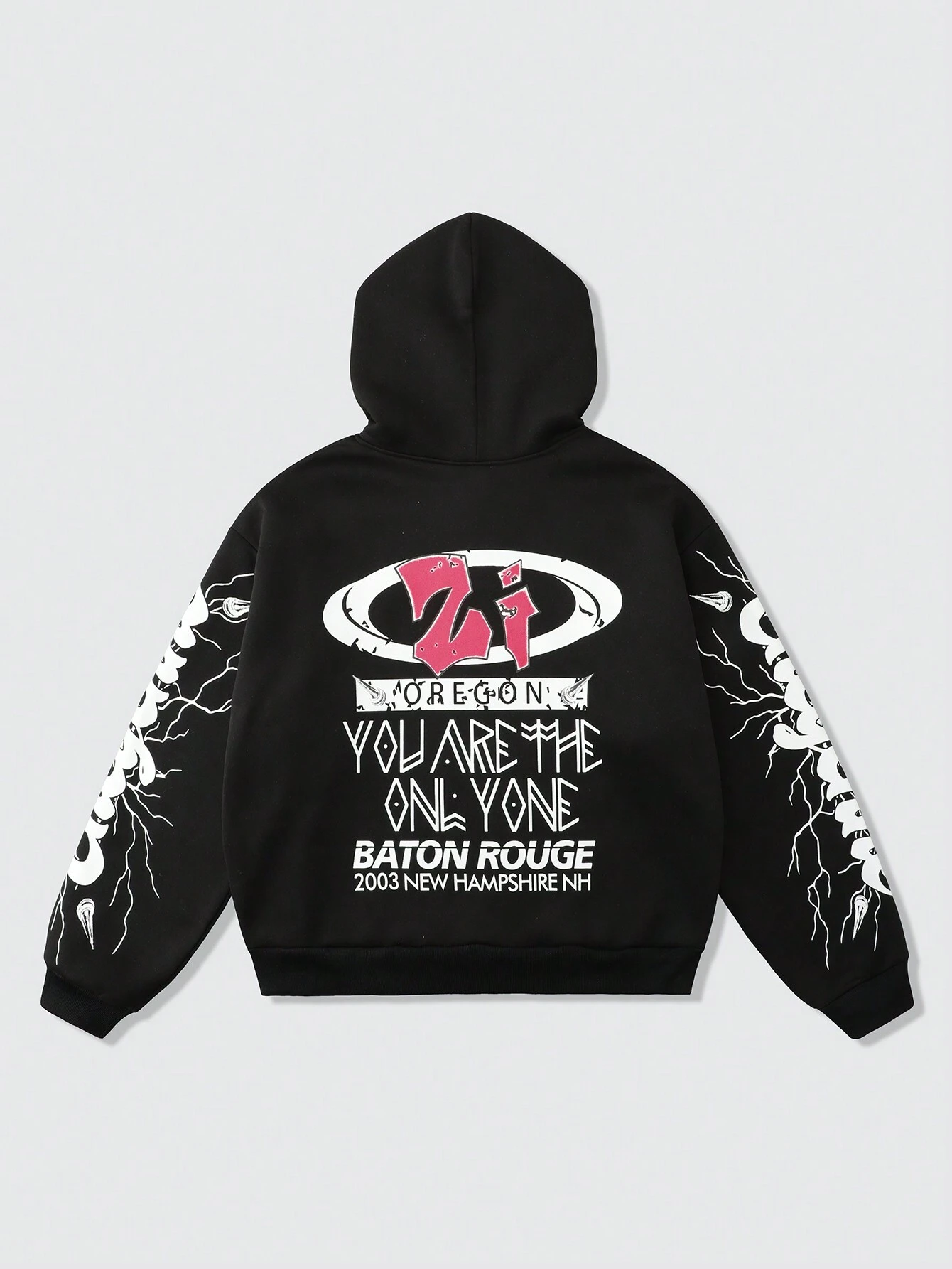 Our Street Life Men's Letter & Lip Print Loose Short Hoodie