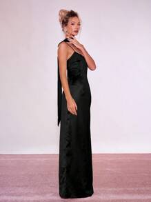 MUSERA Spaghetti Strap Maxi Dress 90's Prom Spring Wedding Guest, Graduation, Elegant Ibiza Holiday Fall Night Out Wedding Guest, Elegant, Date Night, Grunge , Halloween, Fall,   Party  Chic - Black - View 2