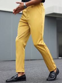 Manfinity Bizformal Pantaloni formali a righe affusolati, casual, adatti per l'uso quotidiano