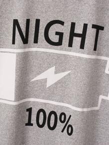 SHEIN 青少年男孩灰色字母印花胸前休闲长袖长裤套装，日常穿着的家居服 - 灰色 - 查看 6