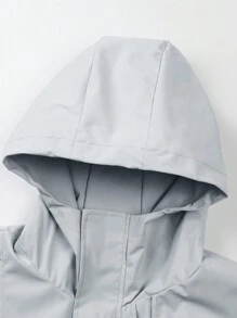 Chillumni Men's Solid Color Front Zipper Long Sleeve Casual Hooded Jacket - Light Grey - View 7