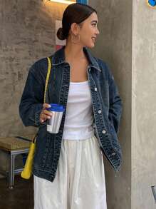 DAZY Women's Patchwork Denim Jacket - Medium Wash - View 3