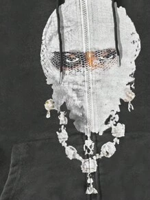 ROMWE MEN Street Life 男士复古水洗图案印花连帽衫，复古街头服饰