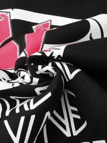 ROMWE MEN Street Life Sudadera suelta con capucha con estampado de letras y labios para hombres, otoño/invierno
