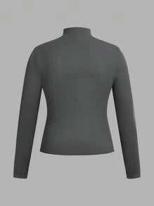 SHEIN Essnce Plus Size Women's T-Shirt, 4 Pieces, High Neck Long Sleeve Top, Out Top,Cute Tops Spring Clothes