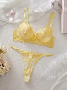 2pcs Retro-Style Blue Women Sexy Lingerie Set