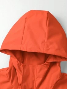 Chillumni Men Solid Color Front Zipper Long Sleeve Casual Hooded Jacket, Fall - Orange - View 3