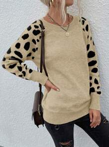 SHEIN LUNE 休闲撞色插肩袖针织衫，秋冬季