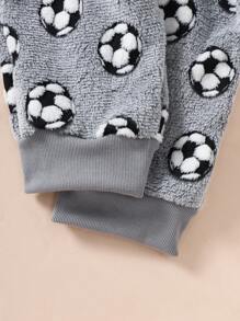 Boy's Gray & White Space Graphic Plush Hooded Zip-Up Jumpsuit Loungewear