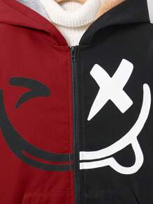 Chaqueta cortavientos con capucha para niño preadolescente, con estampado gráfico, parches y contraste de colores, mangas largas, forro grueso, adecuada para la escuela, el jardín, la playa, el cumpleaños, primavera, verano, otoño e invierno