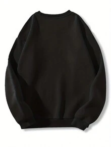 女式休闲“Let It Be”羽毛印花图案套头衫 - 黑色 - 查看 2