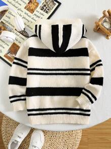 1 pieza Sudadera con capucha a rayas casual para niños pequeños, suéter cómodo, de moda, sencillo y práctico para la escuela de kindergarten, ropa de niño adolescente, atuendos de niño pequeño, apropiado para uso diario, escuela, deportes, otoño/invierno