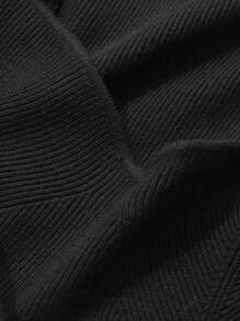 DAZY 1 件女式中长修身小黑裙针织鸡尾酒会礼服，秋季服装女式毛衣裙 - 黑色 - 查看 3