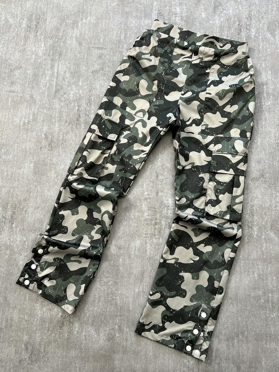 SHEIN 青少年男孩迷彩印花工装口袋裤 - 彩色 - 查看 1