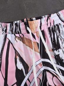 Manfinity EMRG Pantalón de chándal con cordón en la cintura y estampado de ramas de moda para hombres - Multicolor - Ver 5