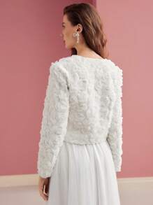 MOTF PREMIUM ROMANTIC 3D FLORAL TEXTURED JACKET,SPRING/SUMMER - White - View 7