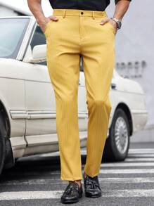 Manfinity Bizformal Pantaloni formali a righe affusolati, casual, adatti per l'uso quotidiano