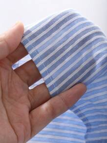 DAZY 极简条纹衬衫裙家居服睡衣 - 藍色 - 查看 7