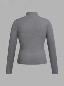 SHEIN Essnce Plus Size Women's T-Shirt, 4 Pieces, High Neck Long Sleeve Top, Out Top,Cute Tops Spring Clothes