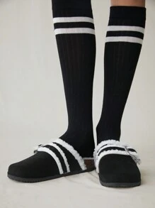 Solecia Women Metal Buckle Casual Fashion Black Fluffy Slippers For Christmas And New Year Holiday Vibe Fall And Winter - Black - View 9