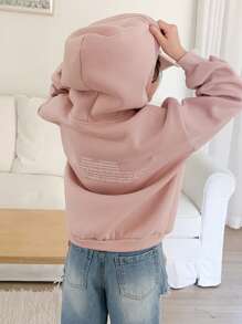 DAZY Tween Girls' Letter Print Hooded Pink Hoodie Sweatshirt, Fall,Back To School Clothes - Pink - View 5