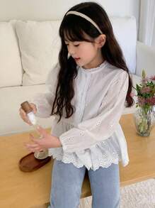 Dazy Kids Camisa para niñas preadolescentes de talla grande en otoño - Blanco - Ver 5