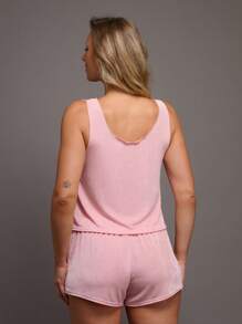 TryMe Conjunto de ropa de estar por casa con top y pantalón corto súper cómodos - Rosa - Ver 2