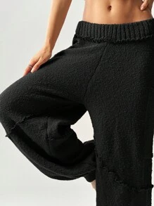 Bohemela Pantalones sueltos de cintura alta con cordón para mujer, pantalones de punto para vacaciones