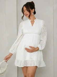 MaterniWear Vestido holgado de manga abullonada para mujeres embarazadas, adecuado para otoño y el Día de San Valentín