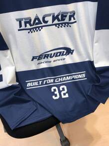 SHEIN Teen Boys' Letter Graphic Crew Neck Affordable Long Sleeve Oversized T-Shirt, Suitable For Pairing With Pants, Joggers, Jackets, Hoodies, Button-Up Shirts, Sweatpants, Racing Fall Winter