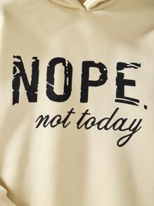 1 件 Tween Girl 保暖内衬连帽运动衫，带大字母图案，保暖秋冬装 - 杏色 - 查看 7