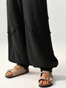 Bohemela Pantalones sueltos de cintura alta con cordón para mujer, pantalones de punto para vacaciones
