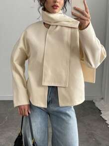 INAWLY Women's Solid Color Cardigan, Long Sleeve Minimalist Casual Jacket, For Everyday Wear