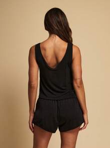 TryMe Super Comfy Loungewear Tank And Shorts Set - Black - View 2