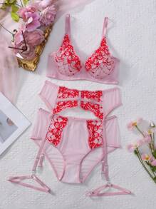 1 Set Of 5pcs Women's Elegant Fantasy Lingerie For Valentine's Day - Pink - View 6