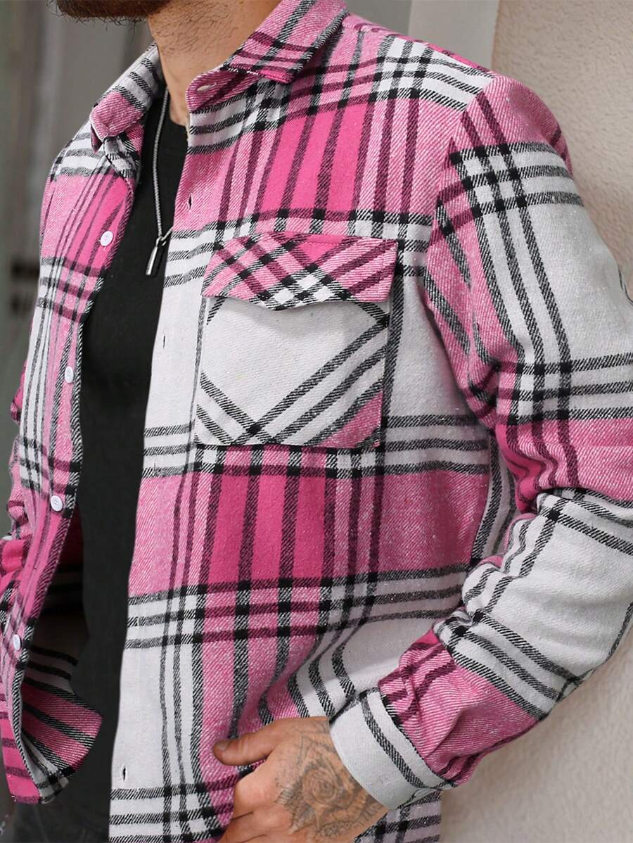 Manfinity Homme Herren Lässiges Kariertes Hemd-Jacken-Set für den Herbst