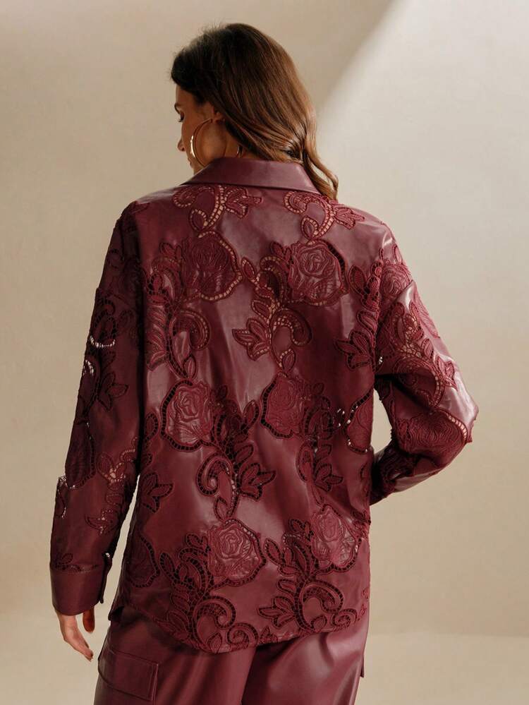 Blusa Bordada Vermelho Angola Borgonha para Mulheres