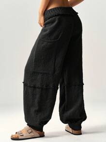 Bohemela Pantalones sueltos de cintura alta con cordón para mujer, pantalones de punto para vacaciones