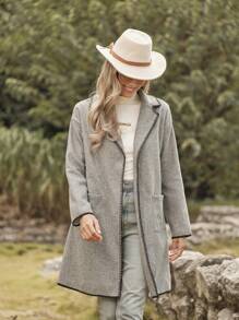 LanaWest Women's Lapel Dropped Shoulder Long Sleeve Dual Pocket Casual Loose Jacket, Autumn/Winter