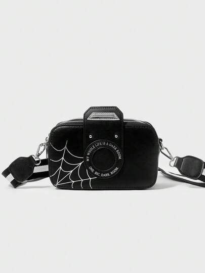 Goth Nuevo bolso de mujer con estilo punk, estilo diagonal de hombro, bolso para cámara/mensajero