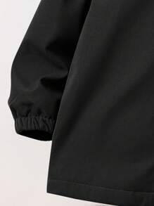 SHEIN 2 件儿童蓝色夹克和棕色保暖毛绒内裤针织两件套，适合通勤、上学、日常休闲、度假、运动、冬季和新年外出 - 黑色 - 查看 5