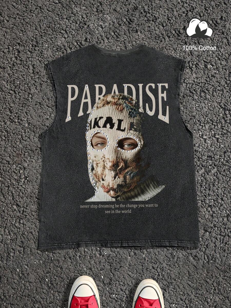 Manfinity EMRG Men's Slogan & Figure Print Casual Top - Black - View 1