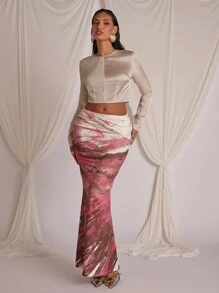 COSMINA 女士时尚优雅扎染美人鱼长裙 - 彩色 - 查看 4