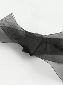 SHEIN Tween Girls  Summer Elegant Floral Print Ribbon Bowknot Waist Frill Hem Ruffle Trim Cami Dress,Summer Dress - Black - View 4