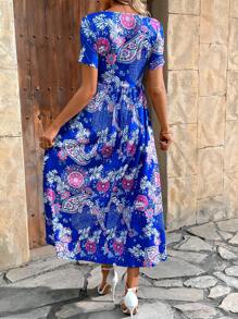 EMERY ROSE Đầm Maxi dài thanh lịch cổ chữ V họa tiết hoa Paisley ngày lễ cho nữ - Nhiều màu - Xem 2
